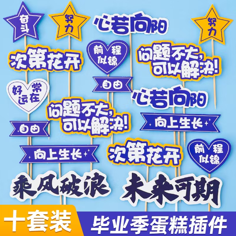 网红2025毕业季蛋糕装饰插牌乘风破浪未来可期毕业快乐祝福语插件