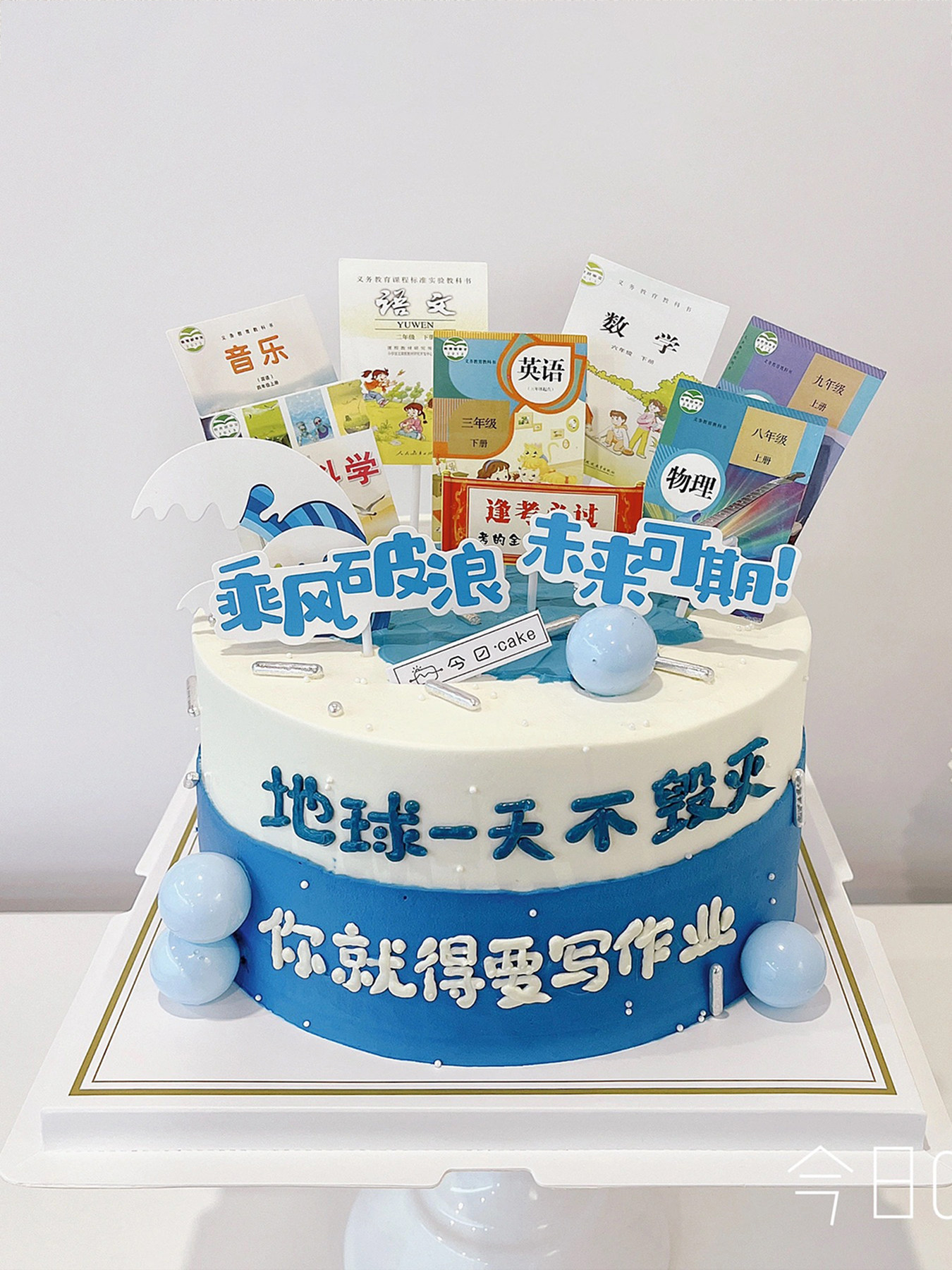开学季课本烘焙蛋糕装饰摆件书本升学季地球不毁灭就得写作业插牌,节庆用品/礼品,节日装扮用品,淘宝优惠券,粉丝福利购,淘宝优惠卷