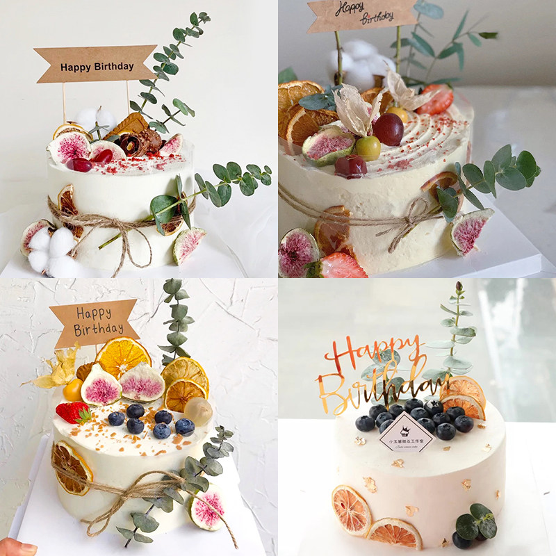 尤加利叶干花花束蛋糕装饰