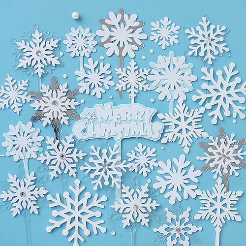 亚克力雪花插牌冰雪烘焙圣诞