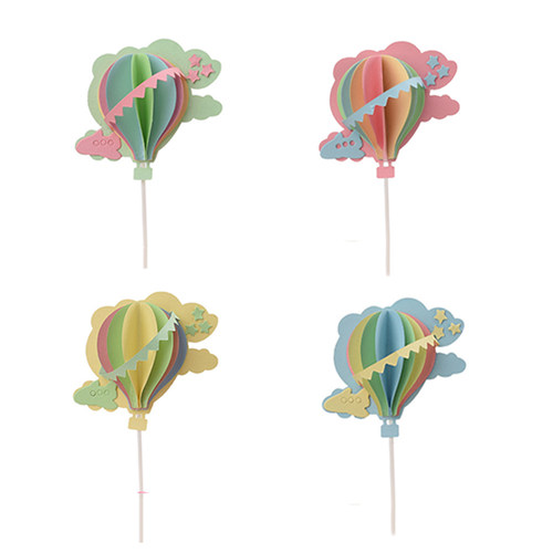 创意浪漫云朵飞机立体插旗热气球