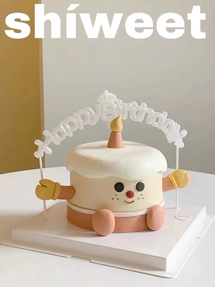 字母发光灯蜡烛生日蛋糕装饰摆件