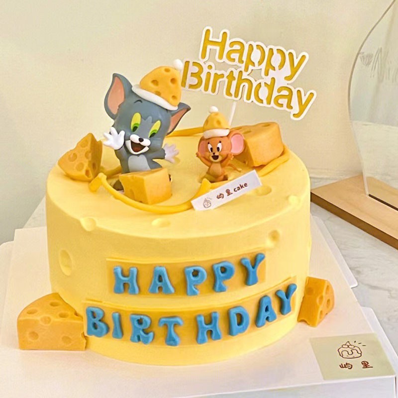 猫和老鼠生日蛋糕装饰摆件