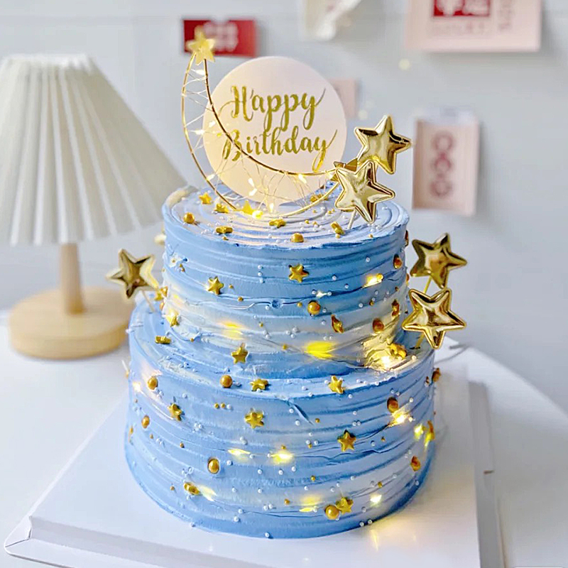 月亮铁艺珍珠派对蛋糕装饰