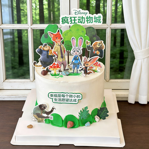 疯狂动物城蛋糕装饰摆件尼克狐狸朱迪警官儿童生日烘焙装扮插件