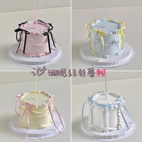 简约仙女蝴蝶结生日蛋糕装饰