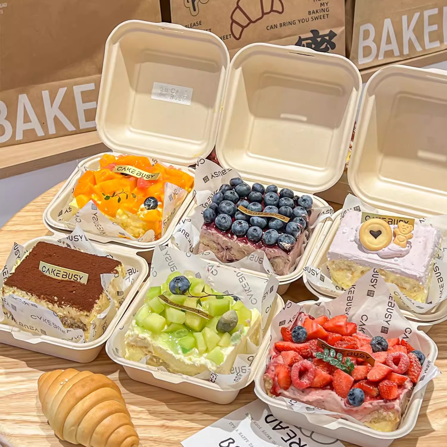 提拉米苏盒子蛋糕包装盒一次性四寸切块专用甜品打包盒便当蛋糕盒