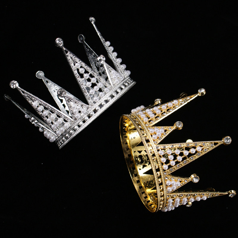皇冠蛋糕装饰摆件 珍珠水晶钻石王冠女王成人 公主生日派对装扮