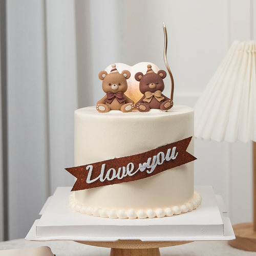 情人节蛋糕装饰摆件熊仔宝宝