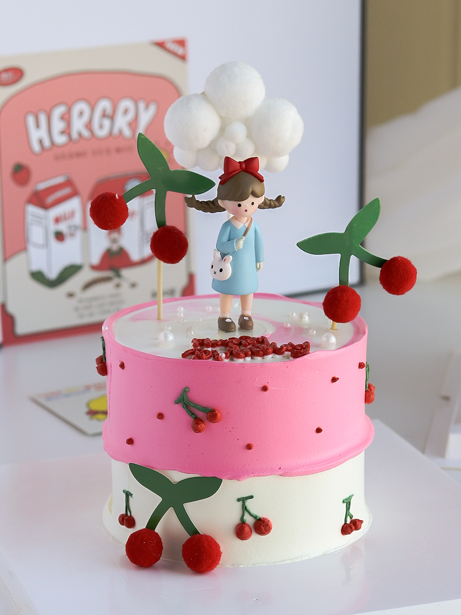 蛋糕装饰网红女孩蛋糕装饰蜜桃裙