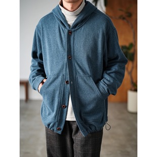 WATEREVER「云朵」湖蓝色汉麻天丝绒感连帽开衫 轻盈高级感 卫衣