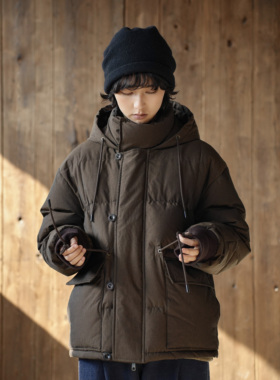 WATEREVER 「弥云」栗棕色纯棉重磅羽绒服 绗缝抗寒保暖羽绒外套