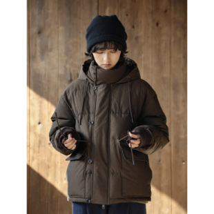 WATEREVER 「弥云」栗棕色纯棉重磅羽绒服 绗缝抗寒保暖羽绒外套