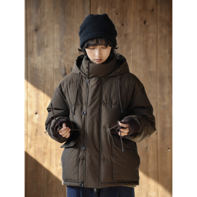 WATEREVER栗棕色棕重磅羽绒服