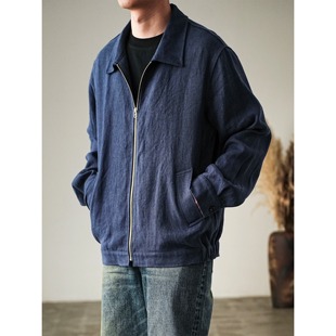 WATEREVER「沧海」沧澜色盐缩纯汉麻拉链短夹克 极简高级质感外套