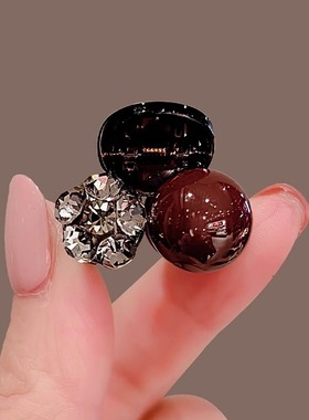 2025新款红色水钻珠珠抓夹小号刘海夹前额碎发夹顶夹发夹子头饰