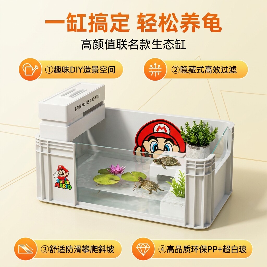 家用鱼龟混养加厚防逃滤盒缸图片