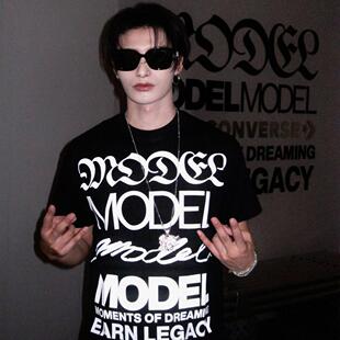 MOONWAV MODEL标语字母印花短袖T恤宽松版 夏季全棉短袖【M088123