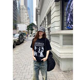 ATKFY美式复古摇滚乐队做旧印花短袖男女款夏季索罗娜正肩圆领T恤