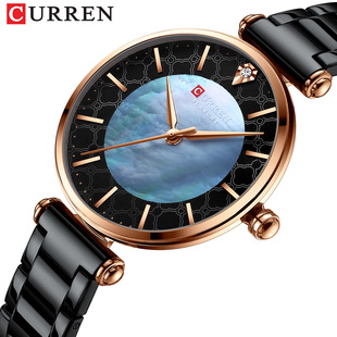 Curren/卡瑞恩9072女士手表 防水石英表 时尚钢带女表 休闲手表
