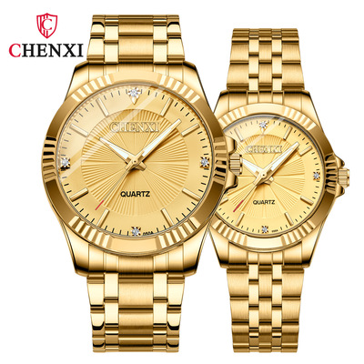 镶钻金色商务手表情侣表男士手表跨境热销款couple watch