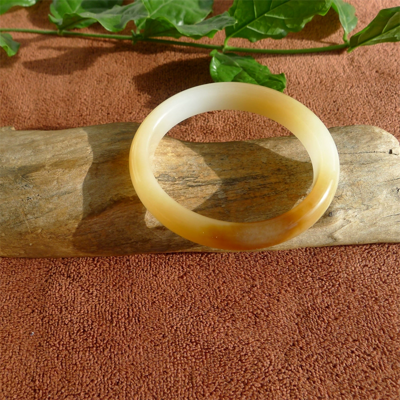 正宗新疆和田玉老坑油润糖羊脂白玉贵妃手镯5354mm女士玉石镯子