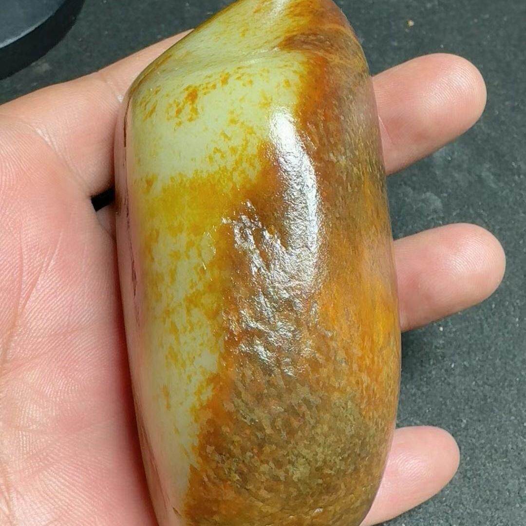 正宗新疆和田玉籽料洒红皮大红袍白玉原石玩料把件摆件收藏级精品