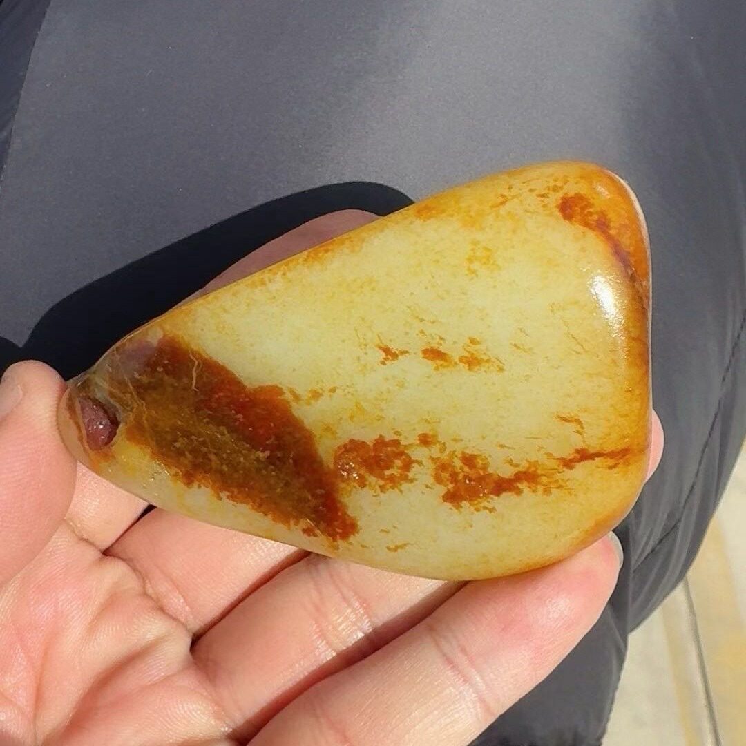 正宗新疆和田玉籽料枣红皮黄白玉原石玩料把件挂件吊坠收藏级过灯