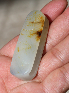 正宗新疆和田玉籽料洒金皮皮带扣男士腰带扣玉石小把玩件青花玉石