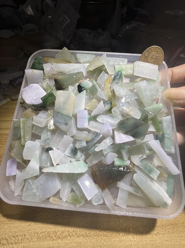C1877精选糯冰小料一盘171件天然缅甸翡翠边角料保真保A假一罚三