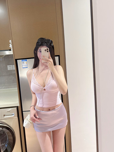 GGQSDZ【甜心派队】 V领蕾丝吊带背心女修身收腰内搭外穿抹胸上衣