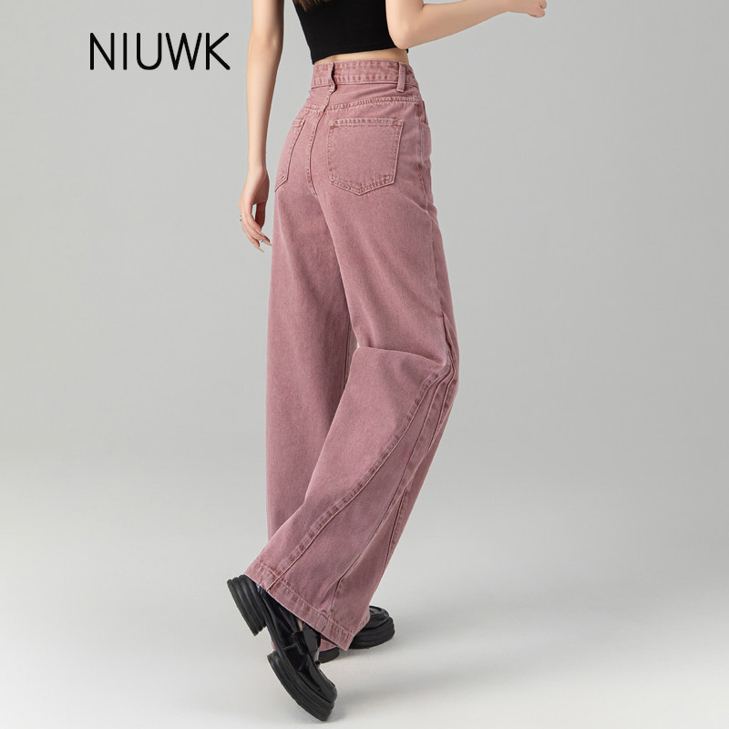 复古美式脏粉色牛仔裤女春秋季2026新款阔腿裤女喇叭裤子显瘦宽松,女装/女士精品,牛仔裤,淘宝优惠券,粉丝福利购,淘宝优惠卷