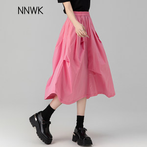 桃粉色半身裙夏季薄款小个子原创