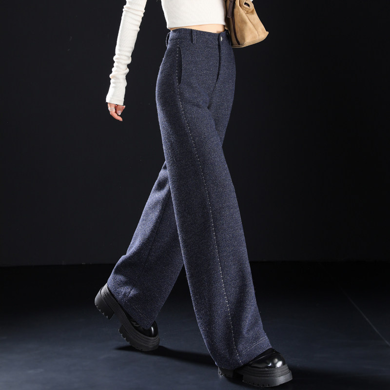 加绒毛呢阔腿裤女2025新款冬季羊毛宽松高端垂感弯刀裤针织休闲裤,女装/女士精品,休闲裤,淘宝优惠券,粉丝福利购,淘宝优惠卷
