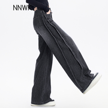 美式高街黑色牛仔裤女2025新款春秋宽松bf慵懒风休闲裤直筒阔腿裤