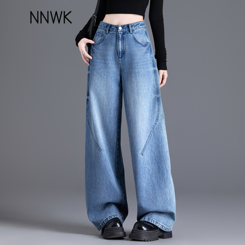 版型超好看的牛仔裤女直筒阔腿裤