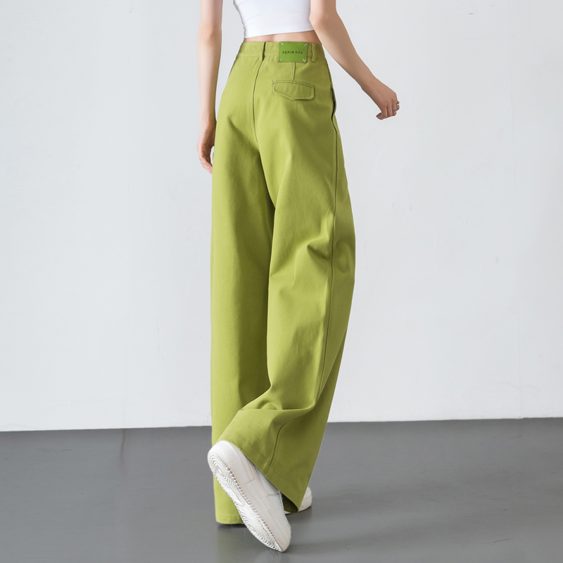 牛油果绿裤子牛仔裤2025新款春秋