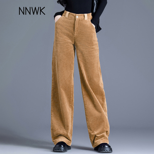 加厚加绒宽松直筒条绒裤 新款 2025冬季 清仓卡其色灯芯绒阔腿休闲裤