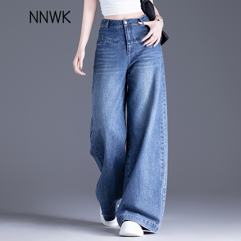 天丝莱赛尔亚麻牛仔裤女垂感阔腿