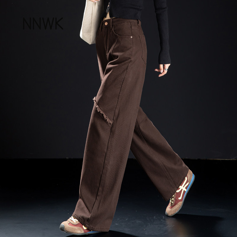 咖啡色弯刀裤加绒牛仔裤女2025新款冬季哈伦裤宽松休闲窄版镰刀裤,女装/女士精品,牛仔裤,淘宝优惠券,粉丝福利购,淘宝优惠卷