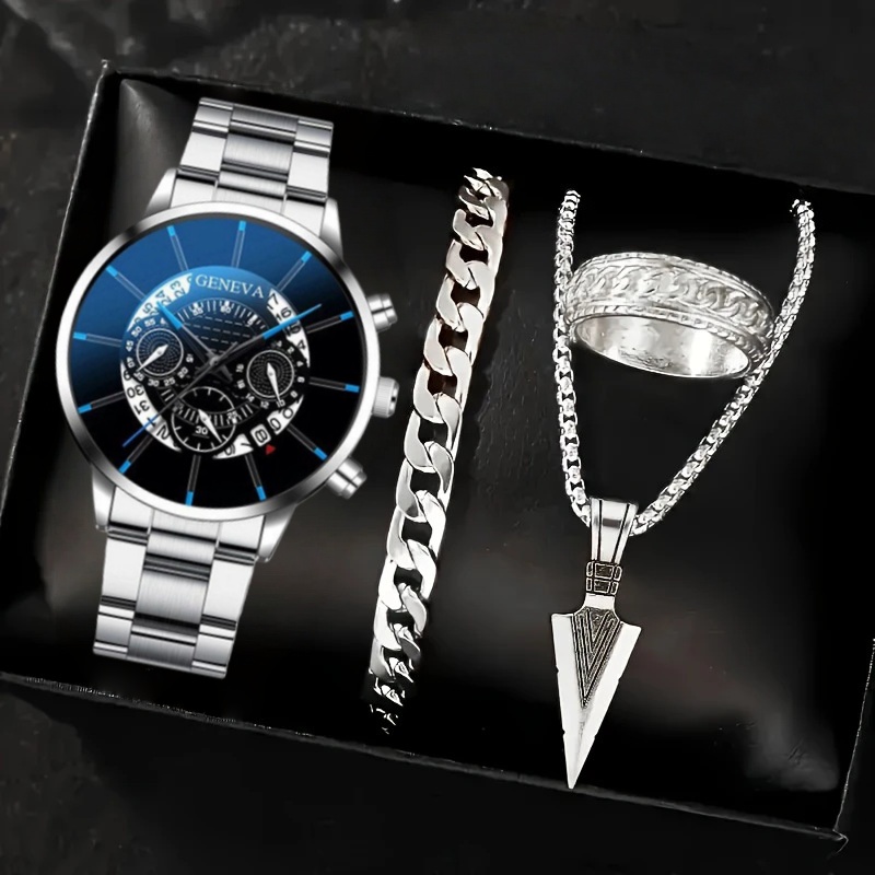圣诞新年礼物送男友简约帅气钢带男士手表礼盒装轻奢潮流防水男表