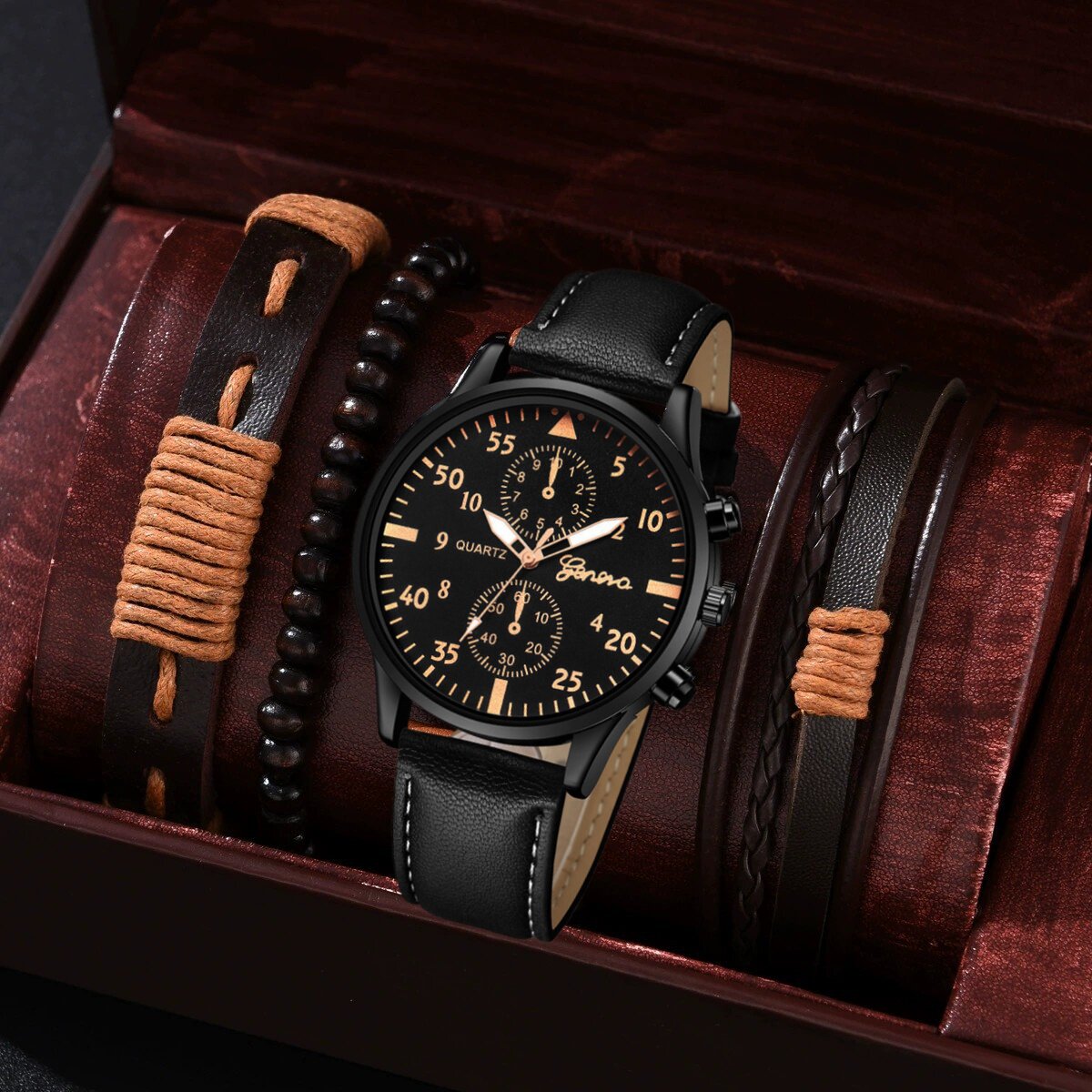 20到30岁潮男手工编织手绳四件套父亲节送老公礼物骷髅手串礼盒装