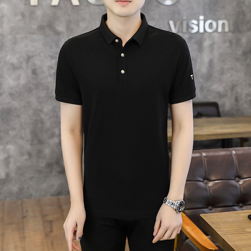 夏季t恤男纯棉短袖修身潮流韩版青年男士翻领T恤衬衣领半袖PoIo衫