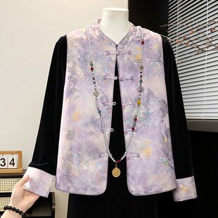 妈妈春装金丝绒套装2026新款今年流行的中老年女装马甲上衣三件套