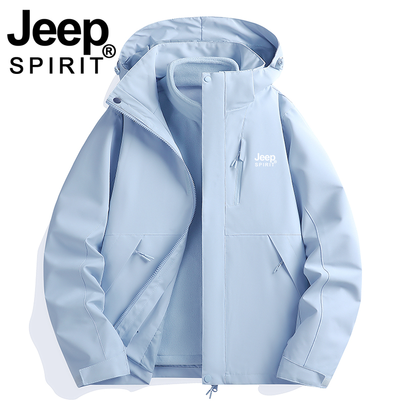 JEEP冲锋衣三合一可拆卸防水外套