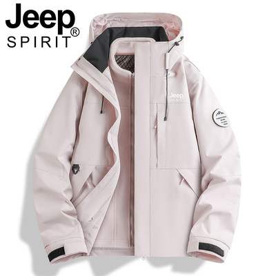 JEEP冲锋衣女春秋2025新款户外三合一可拆卸防水情侣旅行冬季外套