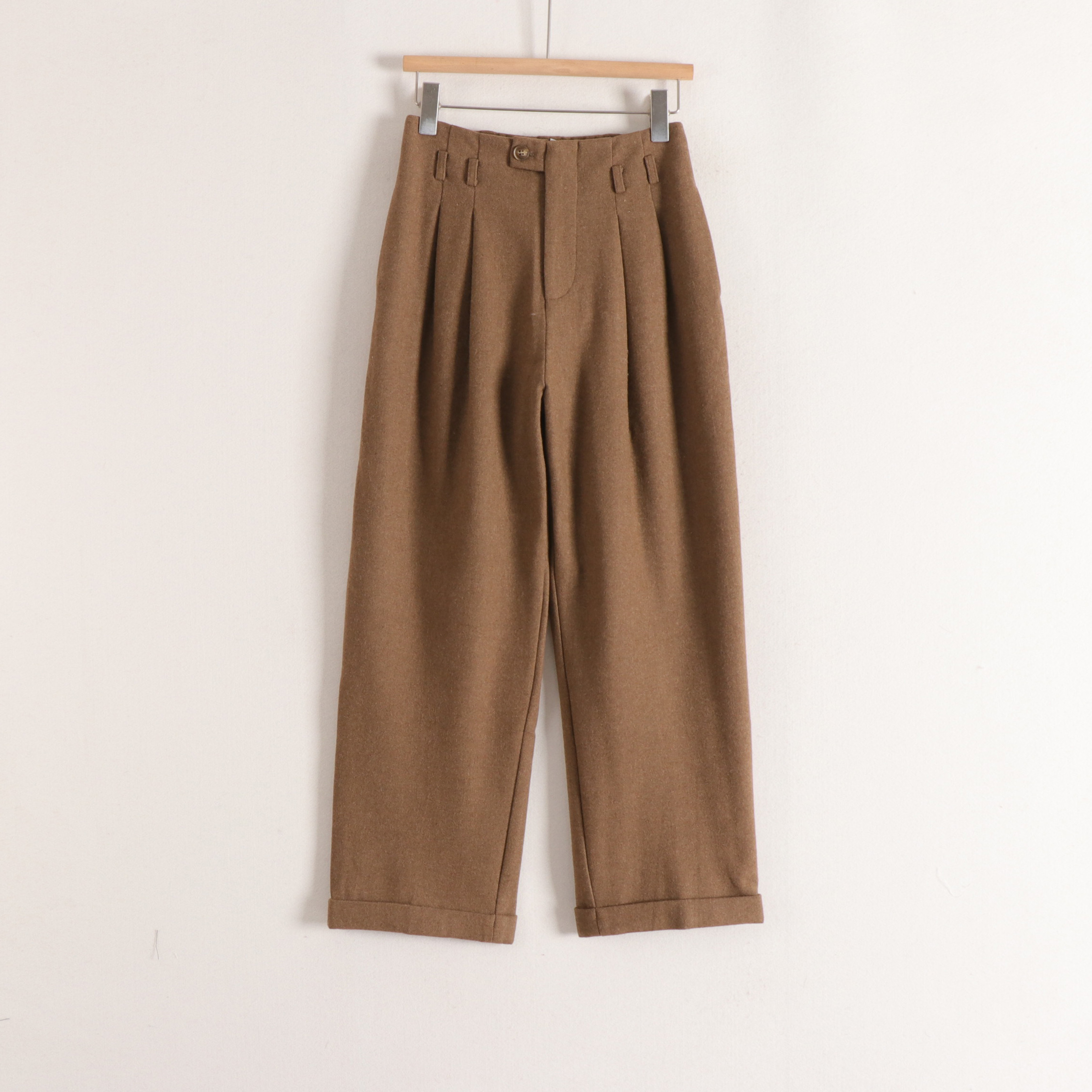 丽系列含羊毛厚实保暖高腰卷边直筒简约百搭通勤呢子九分裤女25栋