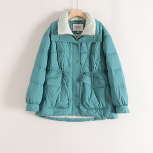 丽系列双领146g鸭绒保暖抽绳收腰简约优雅气质羽绒服女25冬装 新款