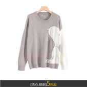 朵系列松弛感宽松大码 显瘦趣味卡通小狗拼色减龄圆领套头毛衣秋