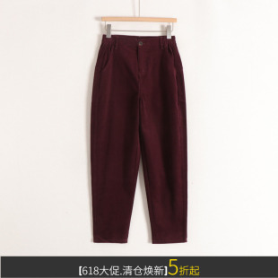 【言】纯棉灯芯绒高腰老爹裤简约百搭厚实长裤女26春装新款撤柜